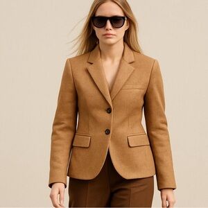 NEW! GAP The Academy Blazer 78% Wool Blend Camel Tan Light Brown Women’s Size 12